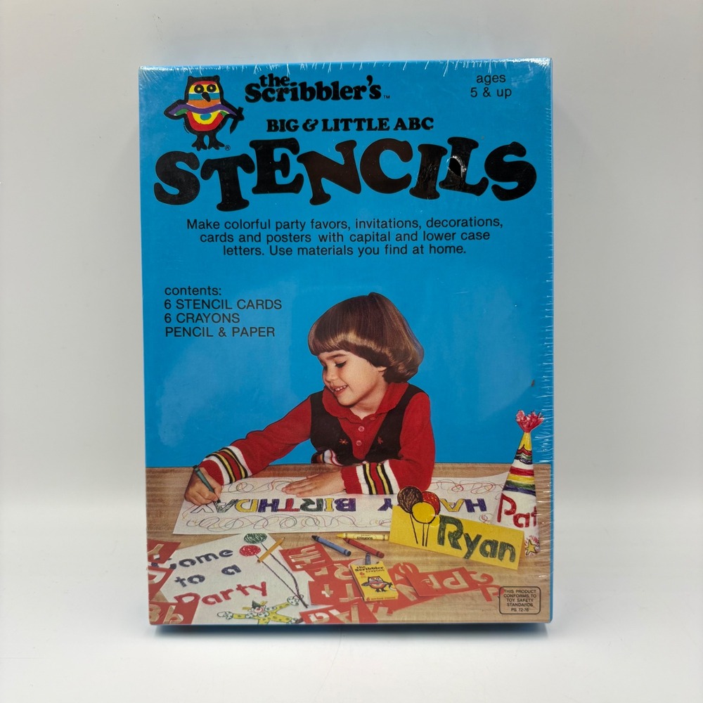 The Scribbler's Big & Little ABC Stencils Kids NOS Vintage 1982 Sealed
